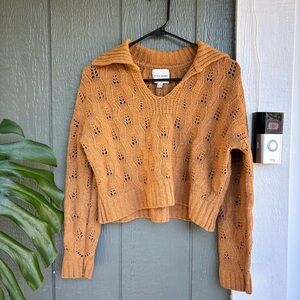 Pink Rose Mustard Yellow Knit Sweater